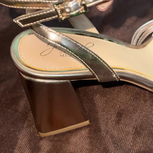 Jewel Badgley Mischka Metallic Strappy Heels